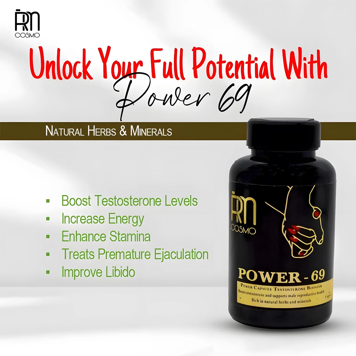 Power 69 Capsule – Natural Testosterone Booster for Energy, Stamina & Peak Performance (30 Capsules)