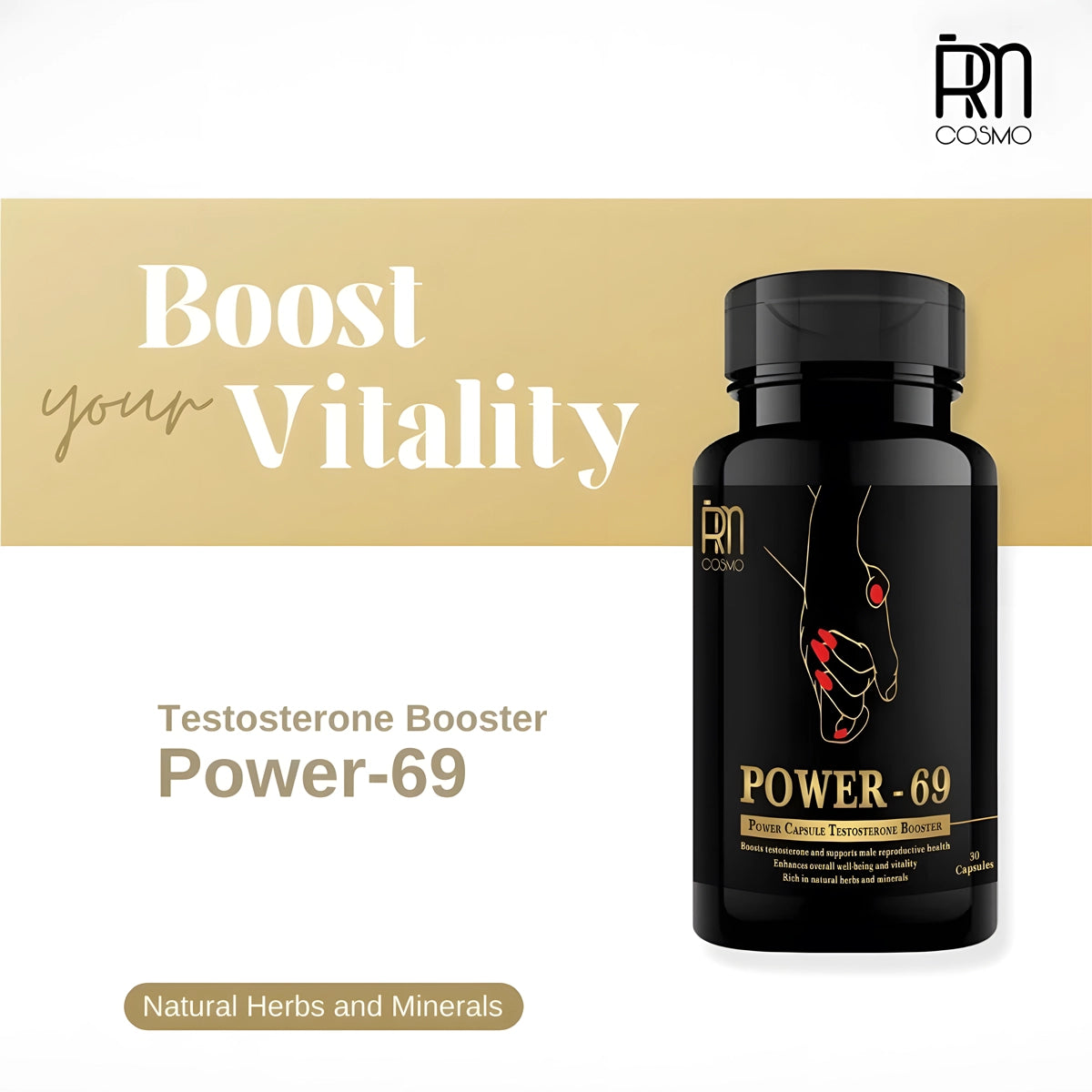 Power 69 Capsule – Natural Testosterone Booster for Energy, Stamina & Peak Performance (30 Capsules)